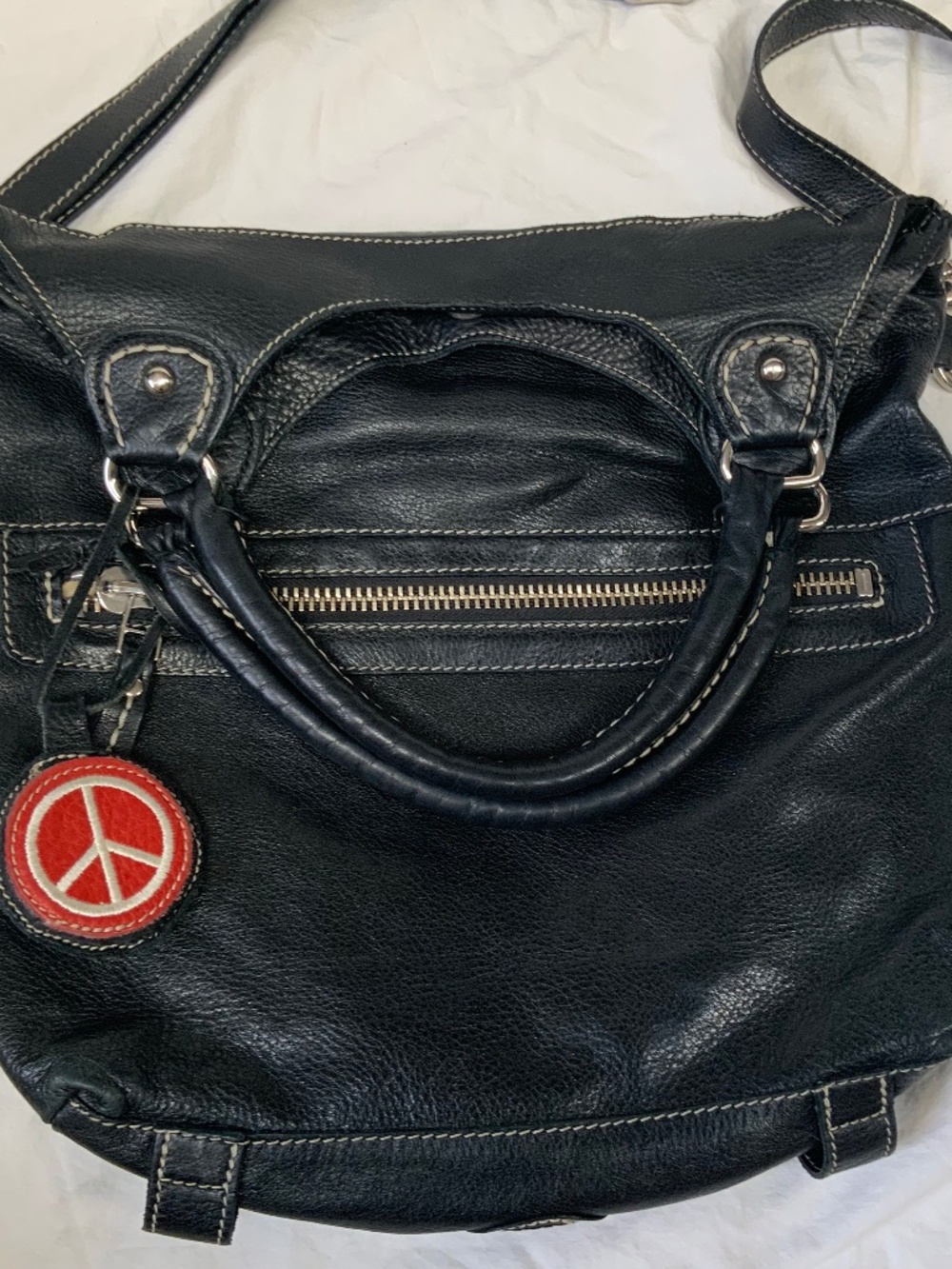 Roots Black Leather Lauren Hobo Bag